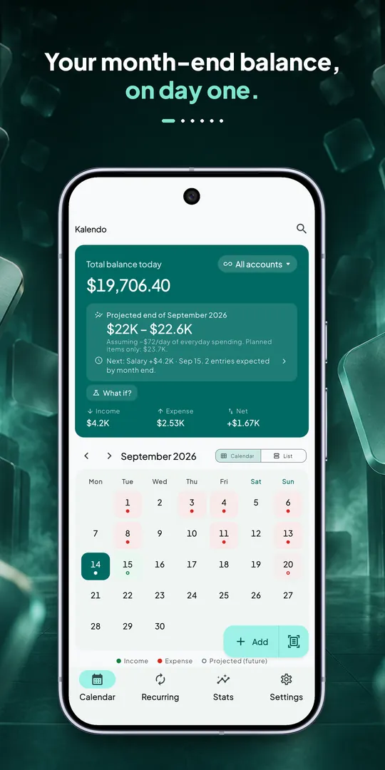 Kalendo — Budget calendar with daily balance