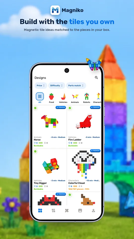 Magniko — Build ideas matched to your tiles