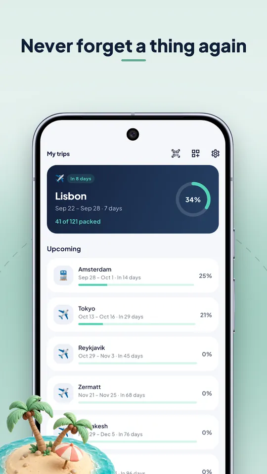 Valigo — Packing list for your trip
