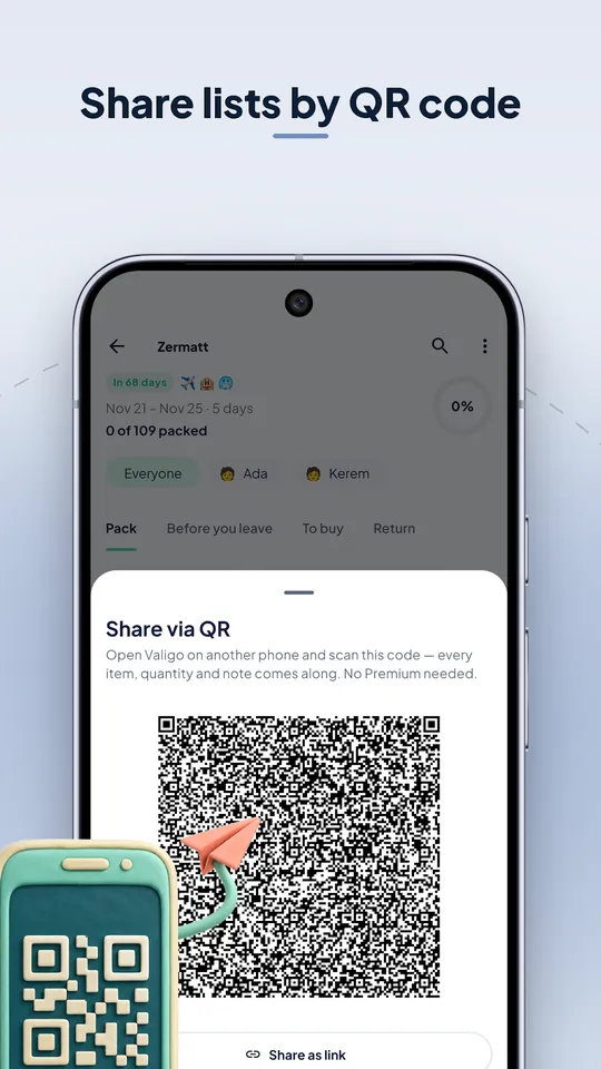 Valigo — Share by QR