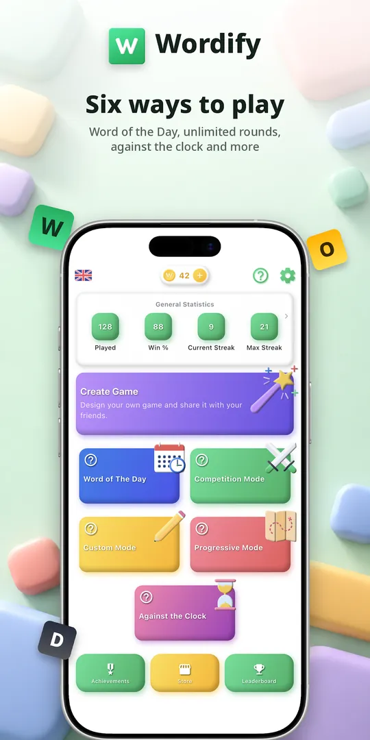 Wordify — Custom mode with four boards